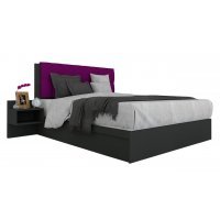 Pat Tapitat LEX 120 cu 2 noptiere, Decor 0164 / Rico 07